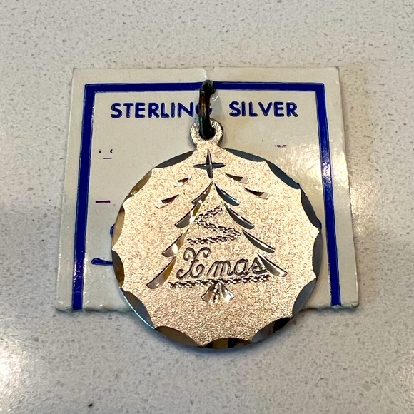Spencer Co 925 Sterling Silver Xmas Christmas Tree Charm Diamond Cut c1960s NWT - Picture 1 of 3